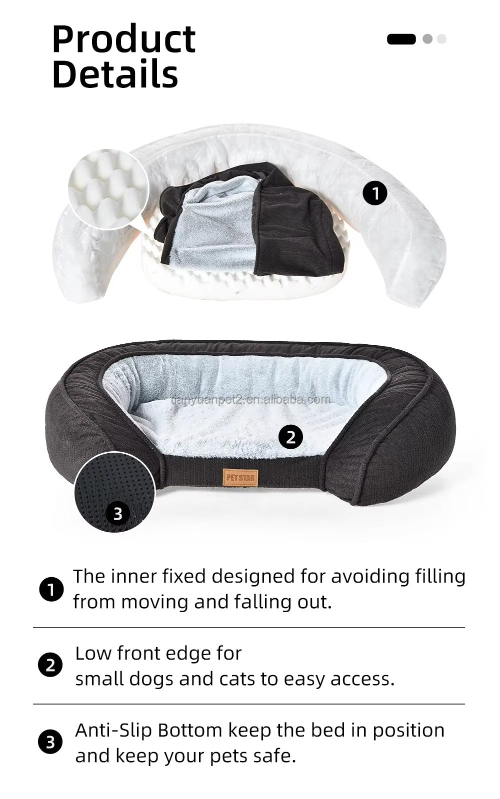 Wholesale Dog Bed – Bouclé & Suede, Orthopedic Foam, Detachable, Corn Kernel Shape