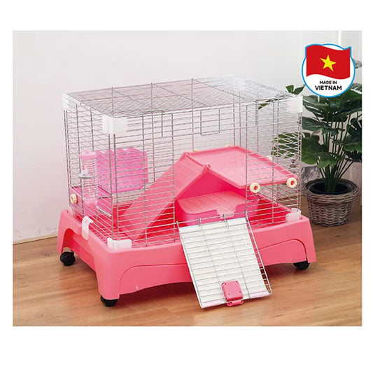 Luxury Small Animal Cage – Castle Style (Metal, Blue & Pink)