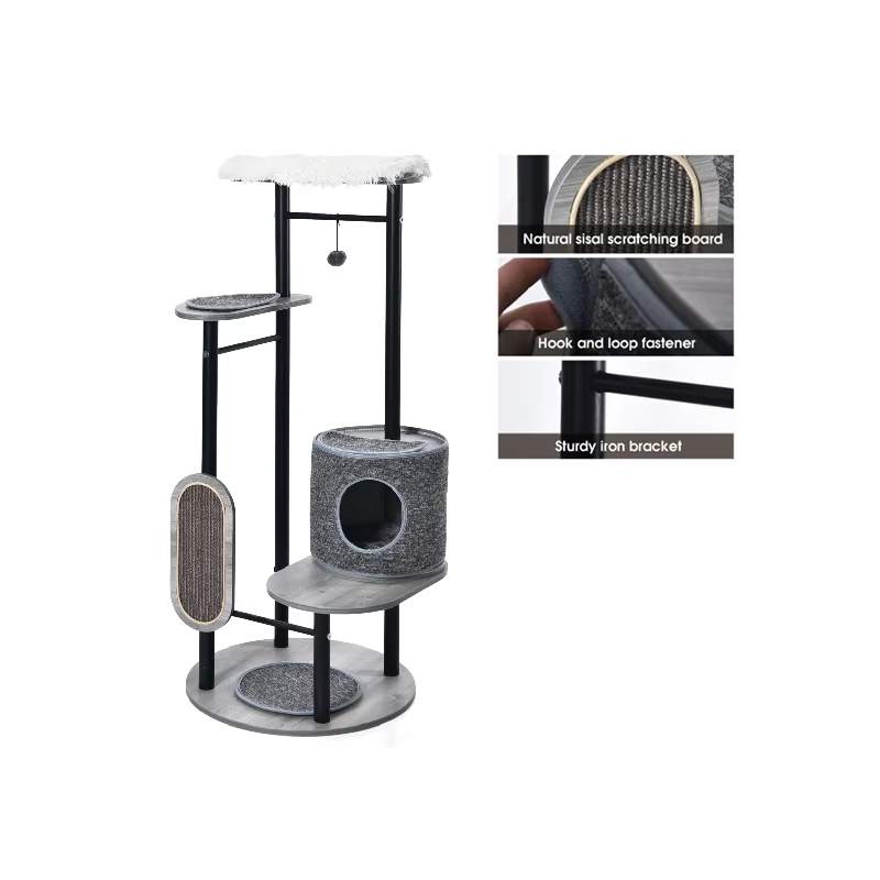 Luxury Modern Cat Tree – Metal, Multi-Level, Space-Saving (Scratching Post, Indoor)