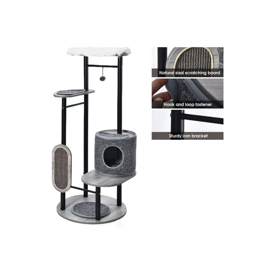 Luxury Modern Cat Tree – Metal, Multi-Level, Space-Saving (Scratching Post, Indoor)
