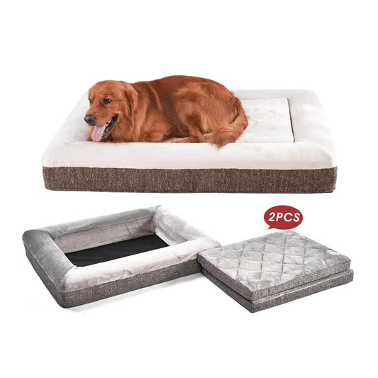 Custom Luxury Pet Bed – Orthopedic Memory Foam, Waterproof, 4-Side Bolster (Dog Mattress/Sofa)