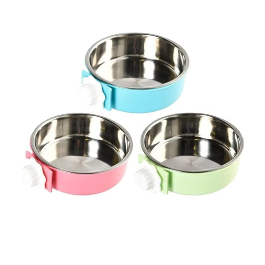 Removable Stainless Steel Pet Bowl – Hanging (Cage/Coop/Crate), Food & Water Feeder (Dog)