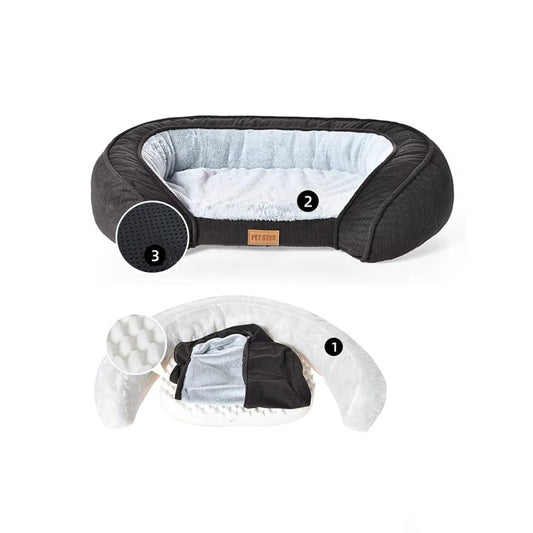 Wholesale Dog Bed – Bouclé & Suede, Orthopedic Foam, Detachable, Corn Kernel Shape