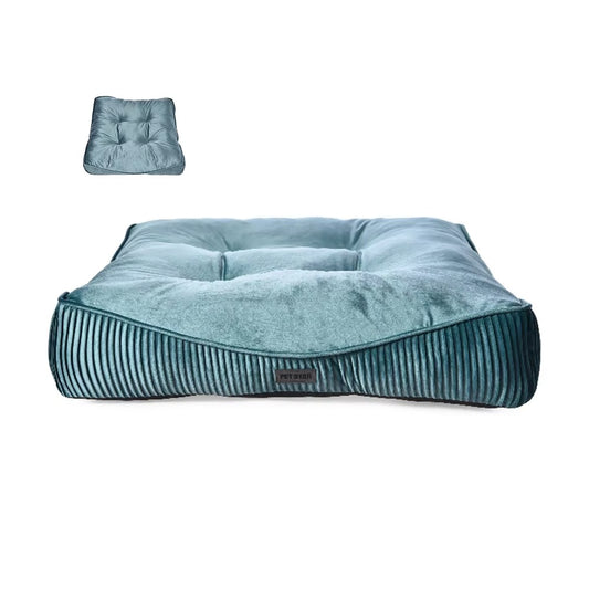 Luxury Pet Cushion – Soft Velvet, Modern Pleated, Non-Slip Bottom (Dog Mattress/Bed)