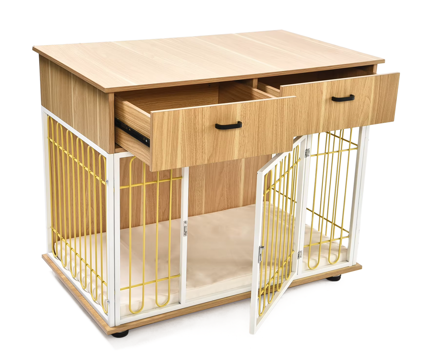 Wooden Large Dog Crate – Indoor Furniture Style, Heavy-Duty (with Two Drawers)