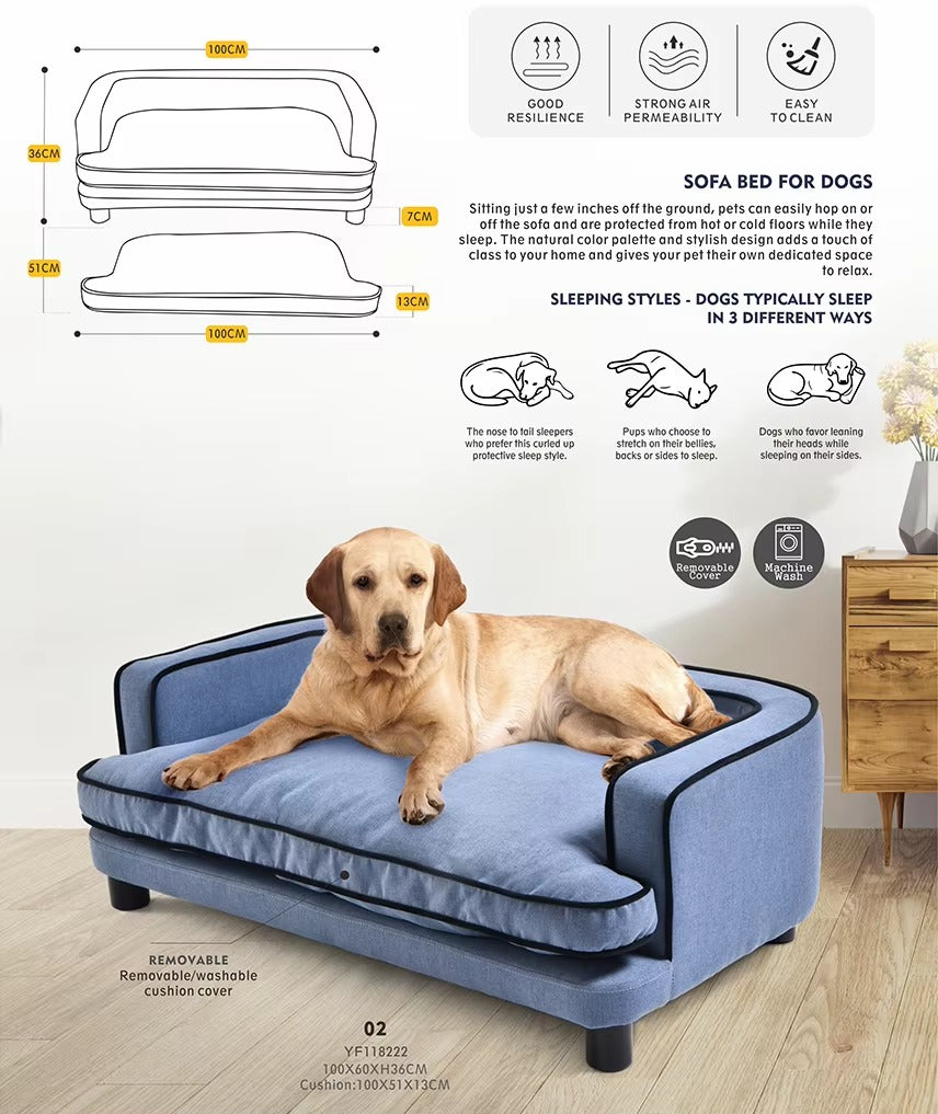Wholesale Custom Pet Furniture – Dog Couch (Soft Velvet, Solid Wood, New Design, with Storage, High Quality)