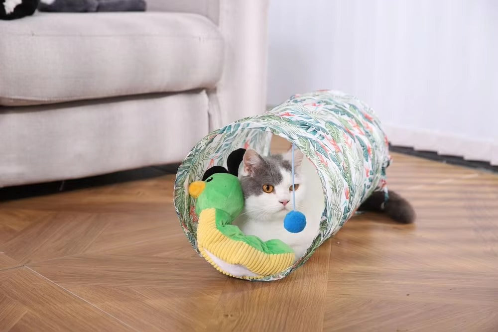 Interactive Cat Tunnel Toy – Collapsible, Transparent, Colourful (Indoor/Outdoor, with Bag)