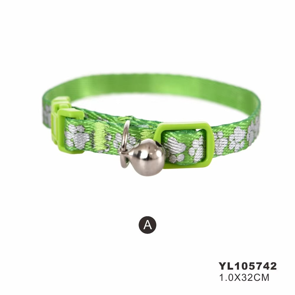Wholesale Cat Collar – Nylon, Safety Breakaway (Ears Buckle), Colorful Pink (with Bells)