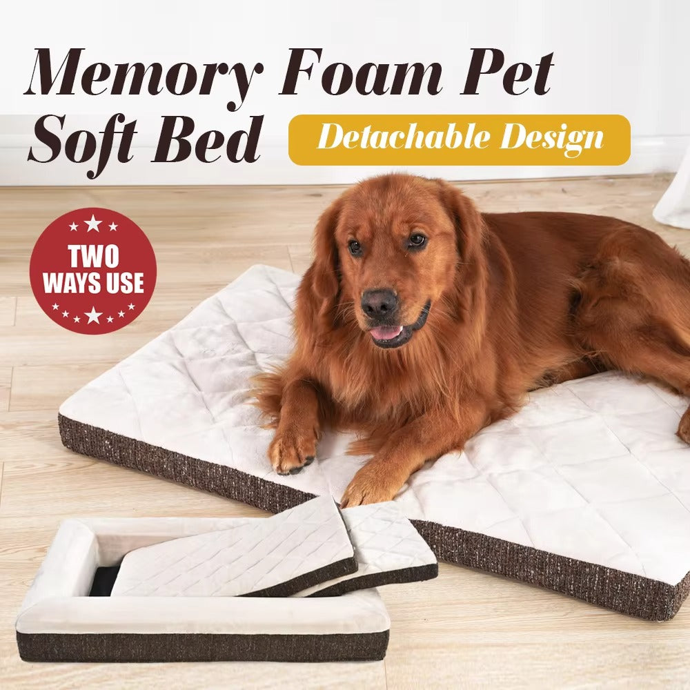 Custom Luxury Pet Bed – Orthopedic Memory Foam, Waterproof, 4-Side Bolster (Dog Mattress/Sofa)