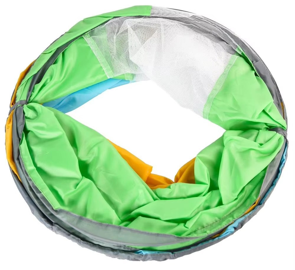 Interactive Cat Tunnel Toy – Collapsible, Transparent, Colourful (Indoor/Outdoor, with Bag)