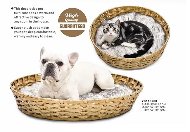 Attractive Rattan Cat Bed – Round, with Warm Mat