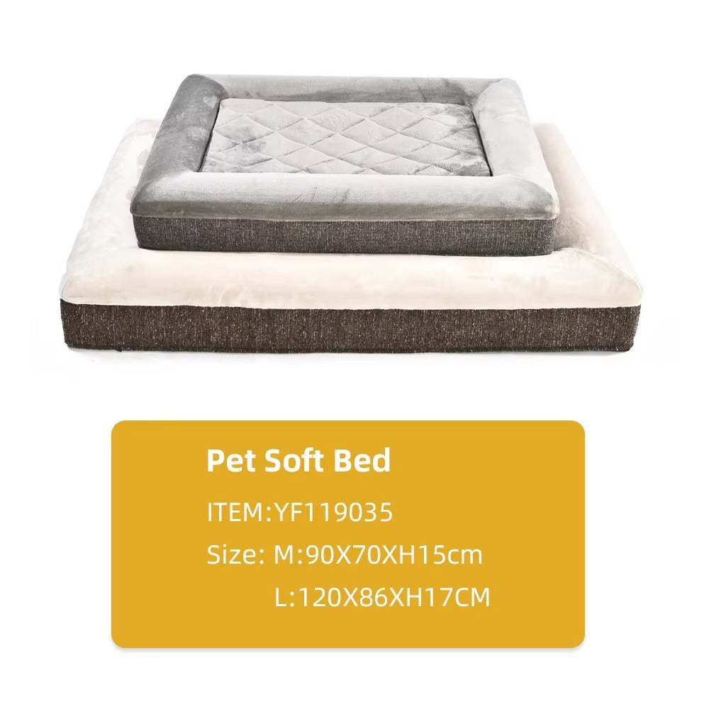 Custom Luxury Pet Bed – Orthopedic Memory Foam, Waterproof, 4-Side Bolster (Dog Mattress/Sofa)