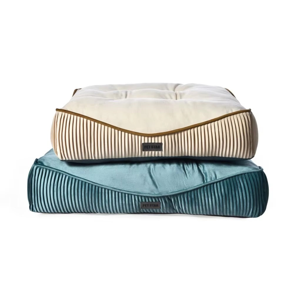Luxury Pet Cushion – Soft Velvet, Modern Pleated, Non-Slip Bottom (Dog Mattress/Bed)