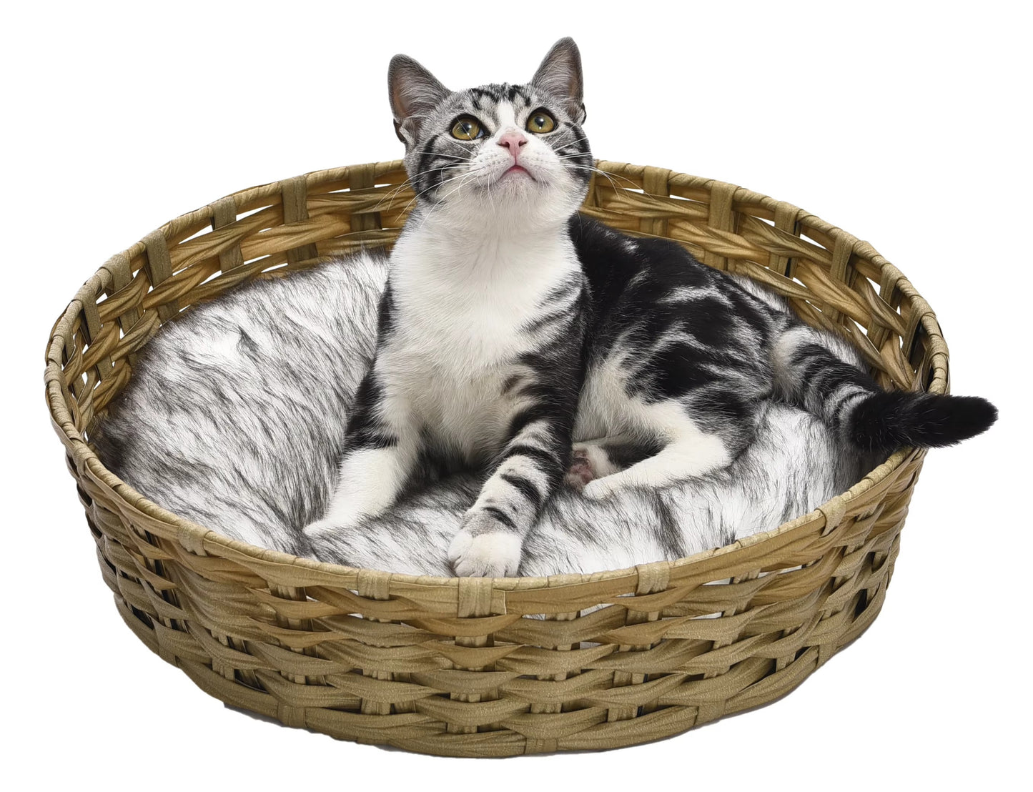 Attractive Rattan Cat Bed – Round, with Warm Mat