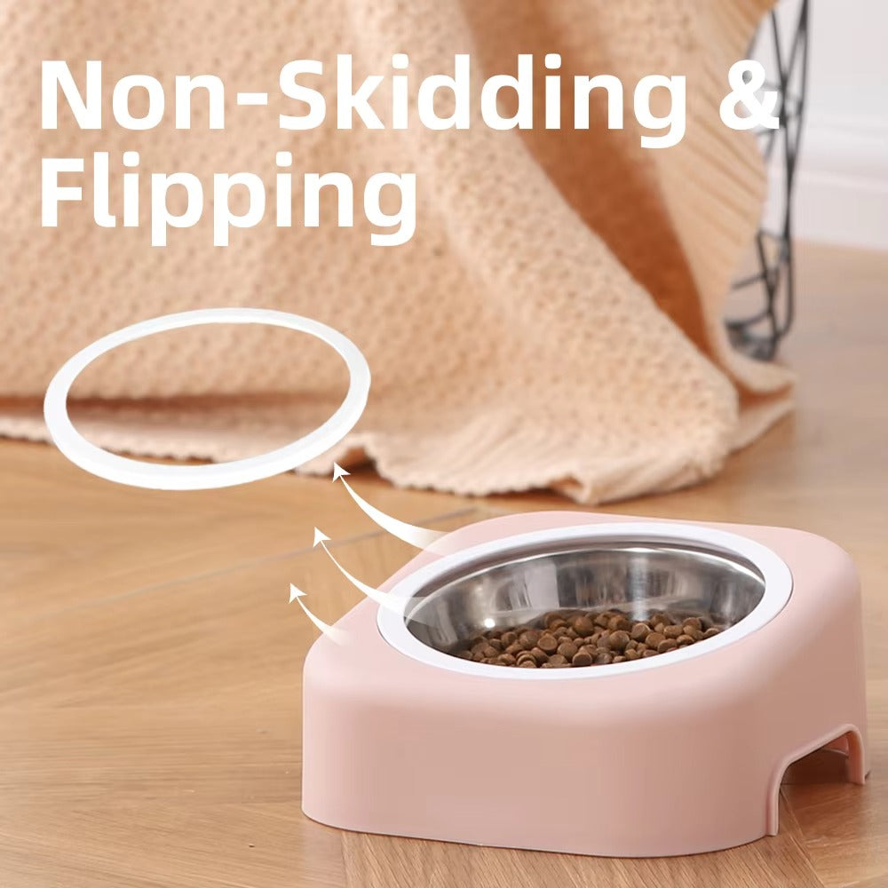 Double Slant Ceramic Cat Bowl – Adjustable Height, Elevated (Cervical Protection)