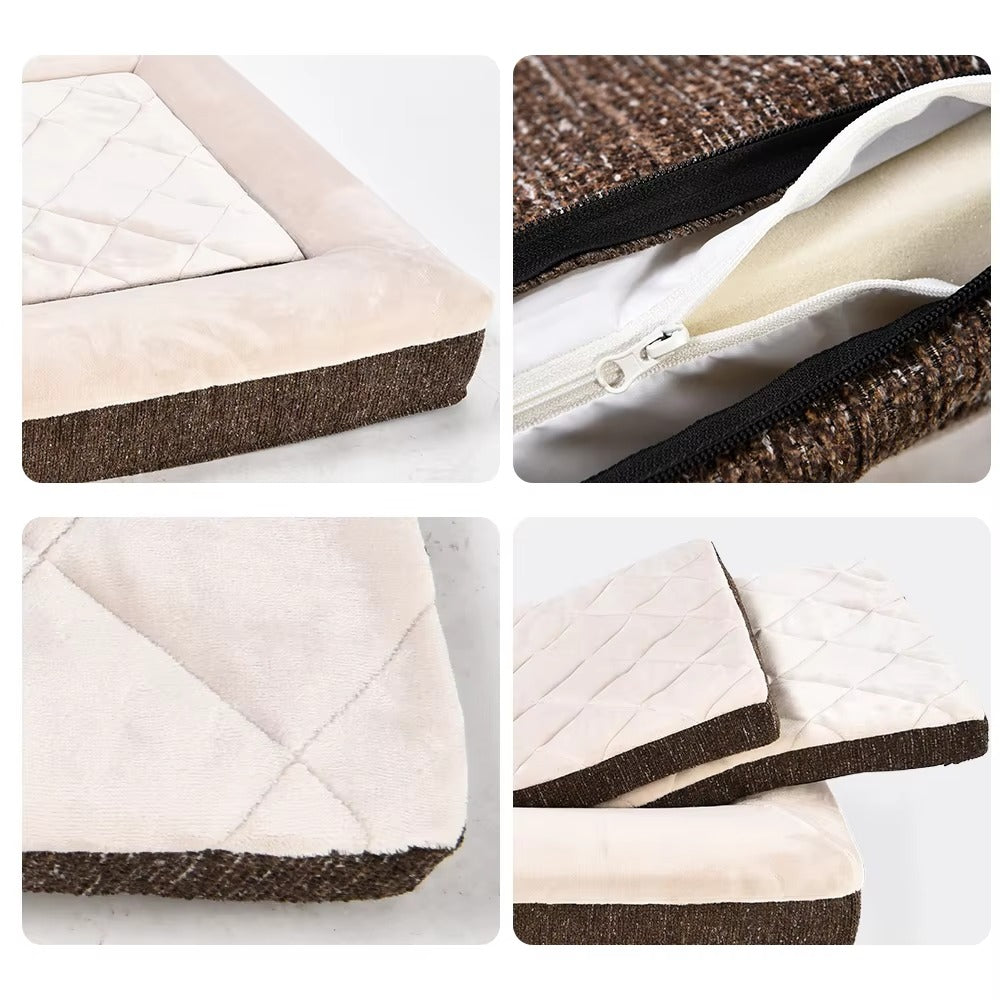 Custom Luxury Pet Bed – Orthopedic Memory Foam, Waterproof, 4-Side Bolster (Dog Mattress/Sofa)