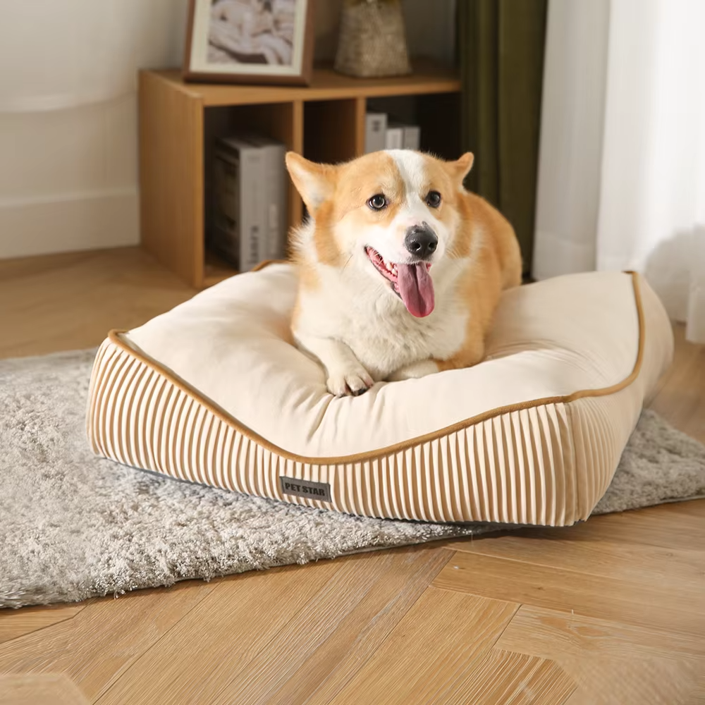 Luxury Pet Cushion – Soft Velvet, Modern Pleated, Non-Slip Bottom (Dog Mattress/Bed)