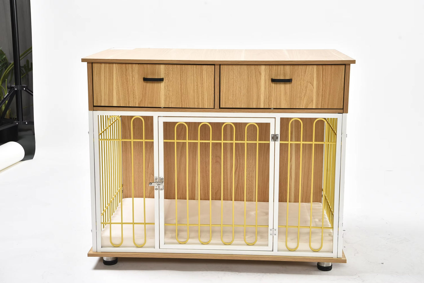 Wooden Large Dog Crate – Indoor Furniture Style, Heavy-Duty (with Two Drawers)