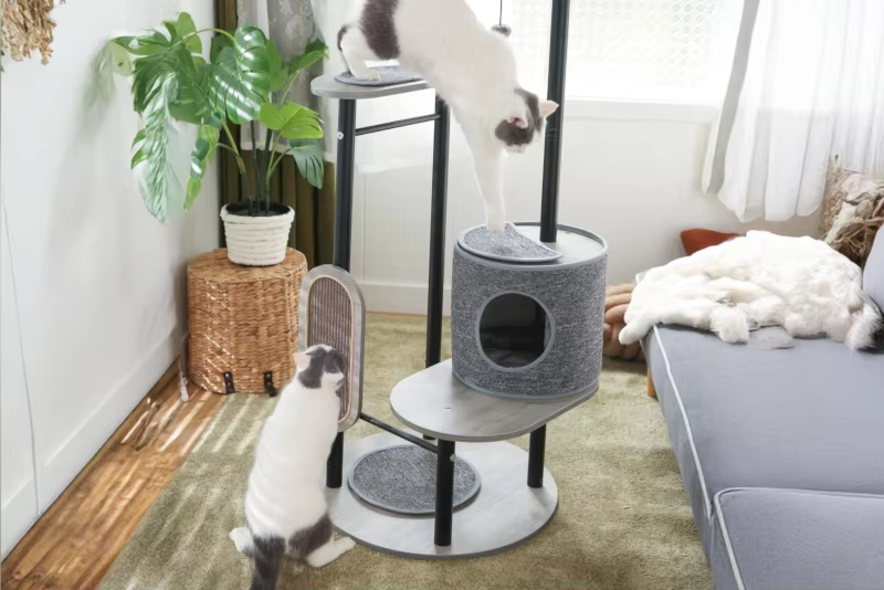 Luxury Modern Cat Tree – Metal, Multi-Level, Space-Saving (Scratching Post, Indoor)