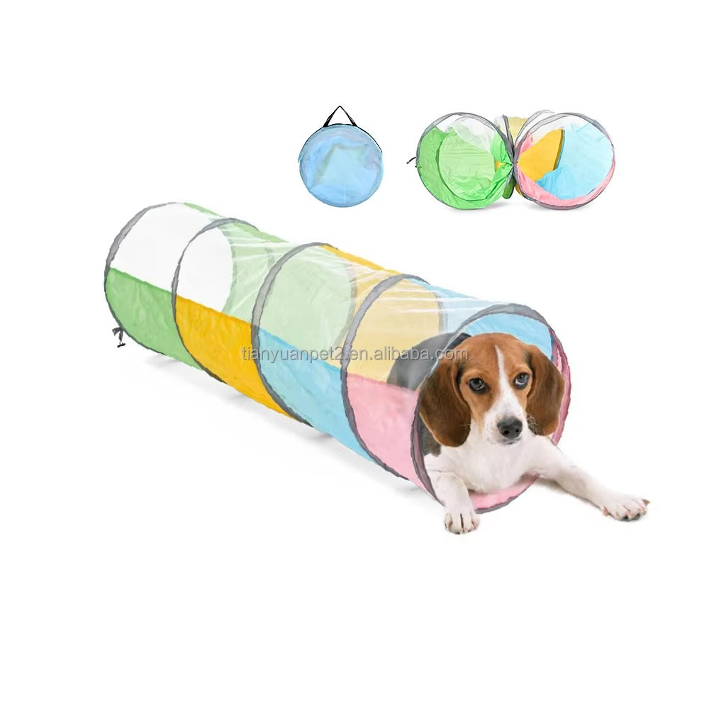 Interactive Cat Tunnel Toy – Collapsible, Transparent, Colourful (Indoor/Outdoor, with Bag)