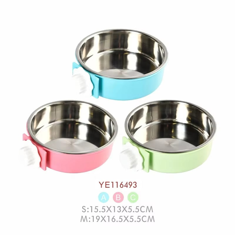 Removable Stainless Steel Pet Bowl – Hanging (Cage/Coop/Crate), Food & Water Feeder (Dog)