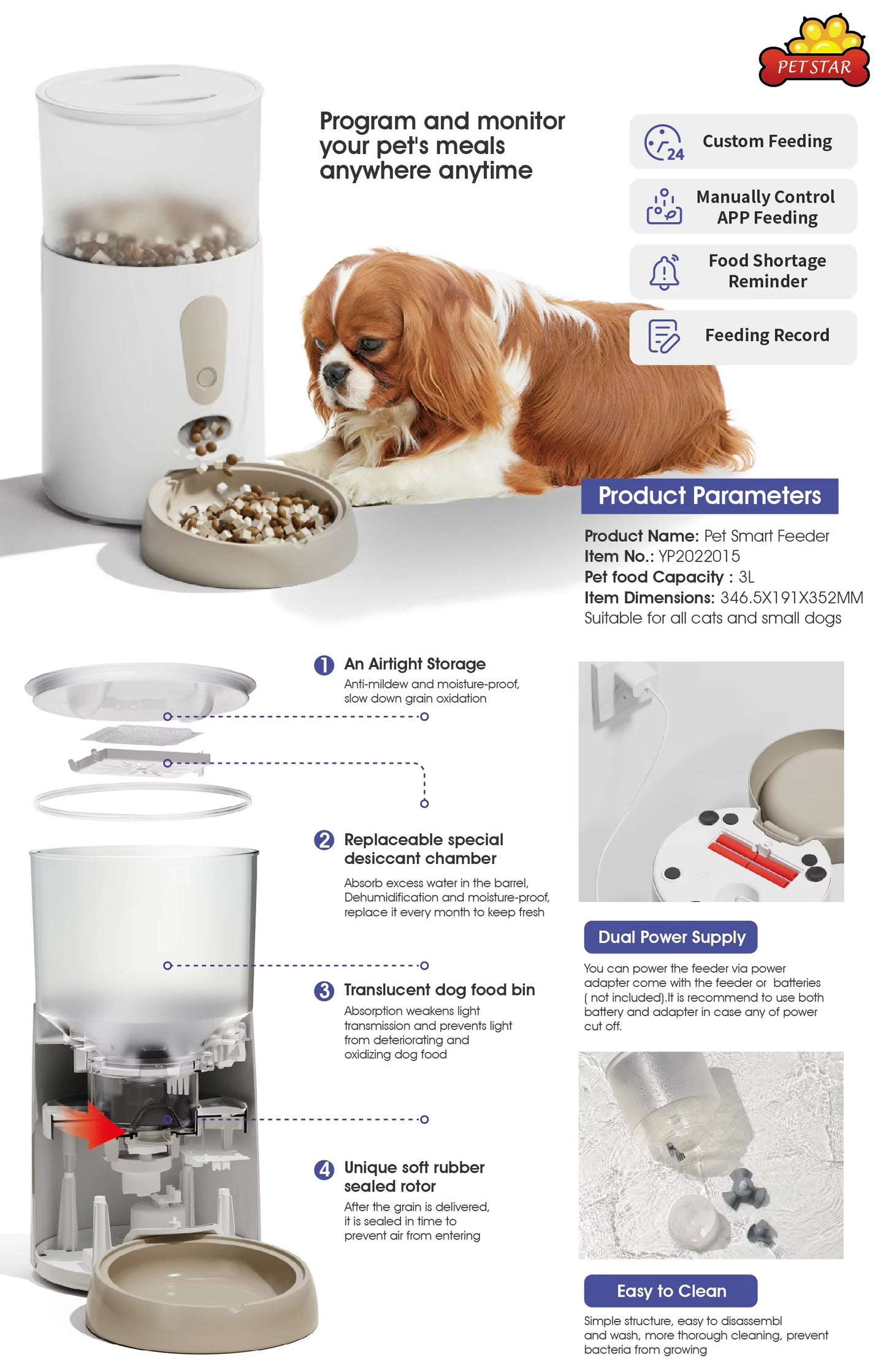 Newly Developed Smart Electronic Pet Feeder – WiFi APP Remote Control (Automatic)